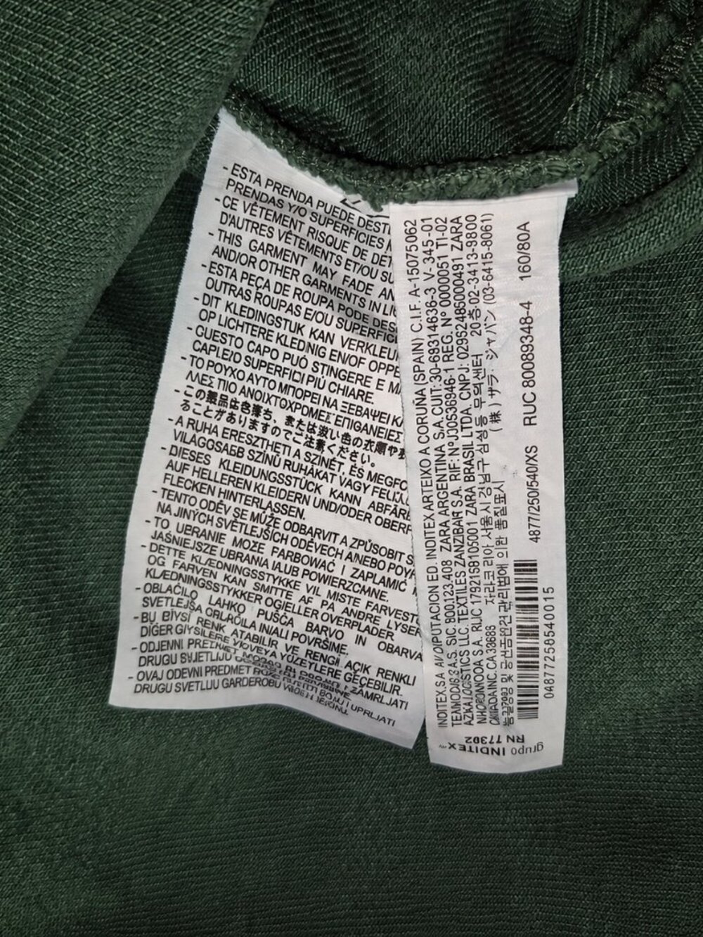Zara Womens XS Shirt Jacket Green Overshirt Long Sleeve Cotton - Picture 8 of 8
